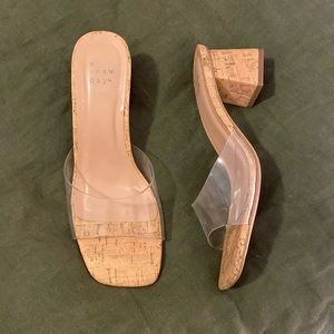 Clear strap chunky heel